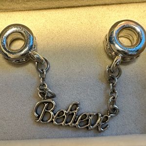 Brighton charm bracelet silver believe chain connector bead closer necklace